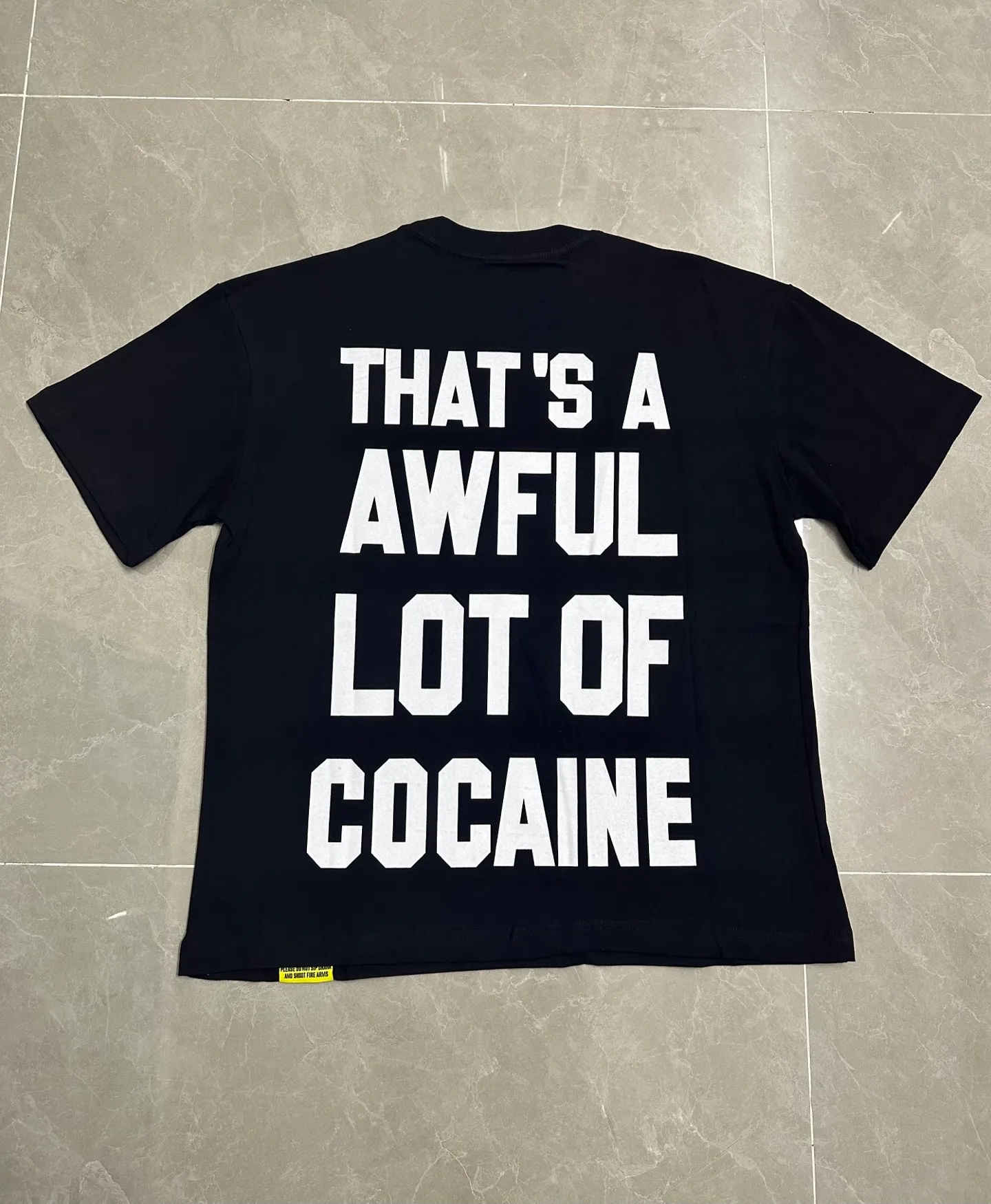 2206# Active Black (white ink direct injection) | THAT'S A AWFUL LOT OF COUGH SYRUP In Stock Real shot American simple fashion brand loose casual T-shirt Fabric (fabric): 32 counts Weight combed double yarn pure cotton Sizes (size): S-M L X L Color (colour): Active Black